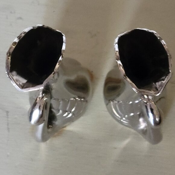 (SOLD) Pair of Vintage Silver Art Deco Swan Design Fluted Bud Vases - Picture 4 of 4